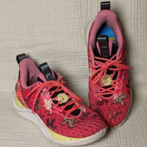 W9.5 / M8 - Under Armour Curry Flow 10 Unicorn & Butterfly Pink Black Shoes
